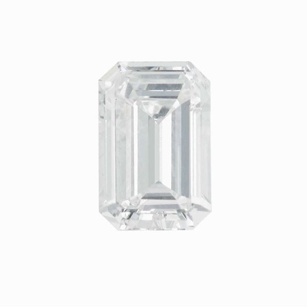 Diamante taglio smeraldo di ct 1.15, colore I, caratteristiche interne VVS2, fluorescenza none