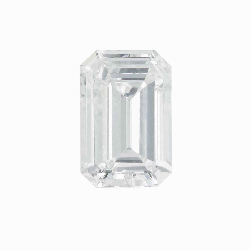 Diamante taglio smeraldo di ct 1.15, colore I, caratteristiche interne VVS2, fluorescenza none  - Asta Fine Jewels - Cambi Casa d'Aste