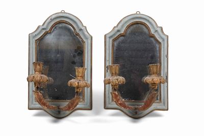 Coppia di Specchierine in Legno Dipinto. XVIII Secolo