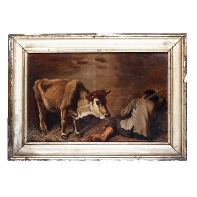 Segantini, Nella stalla, olio su tela