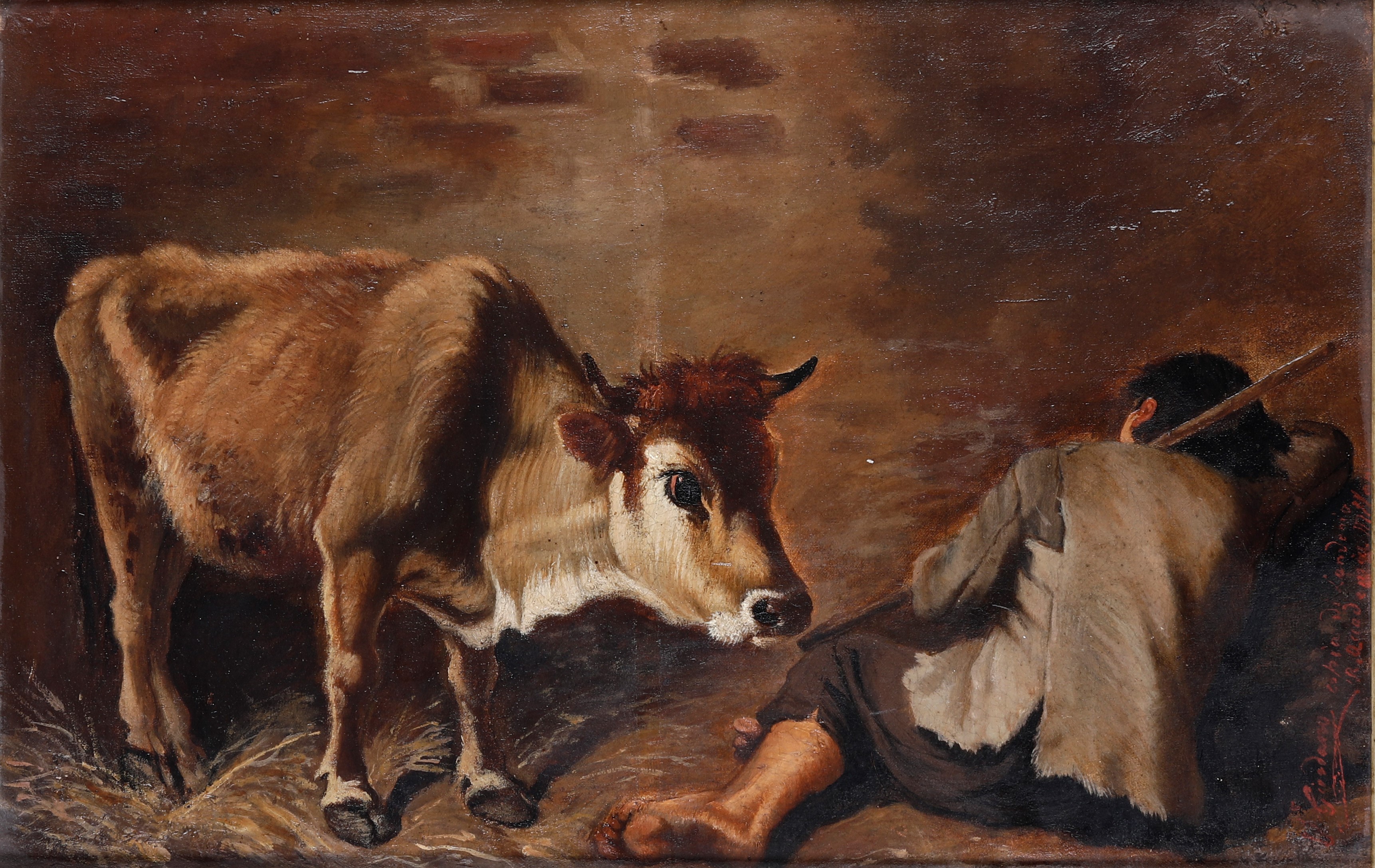 Segantini, Nella stalla, olio su tela