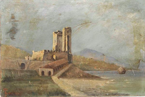 Pittore del XIX-XX secolo Castello di Roseto al Capo Spulico (Mar Ionio)