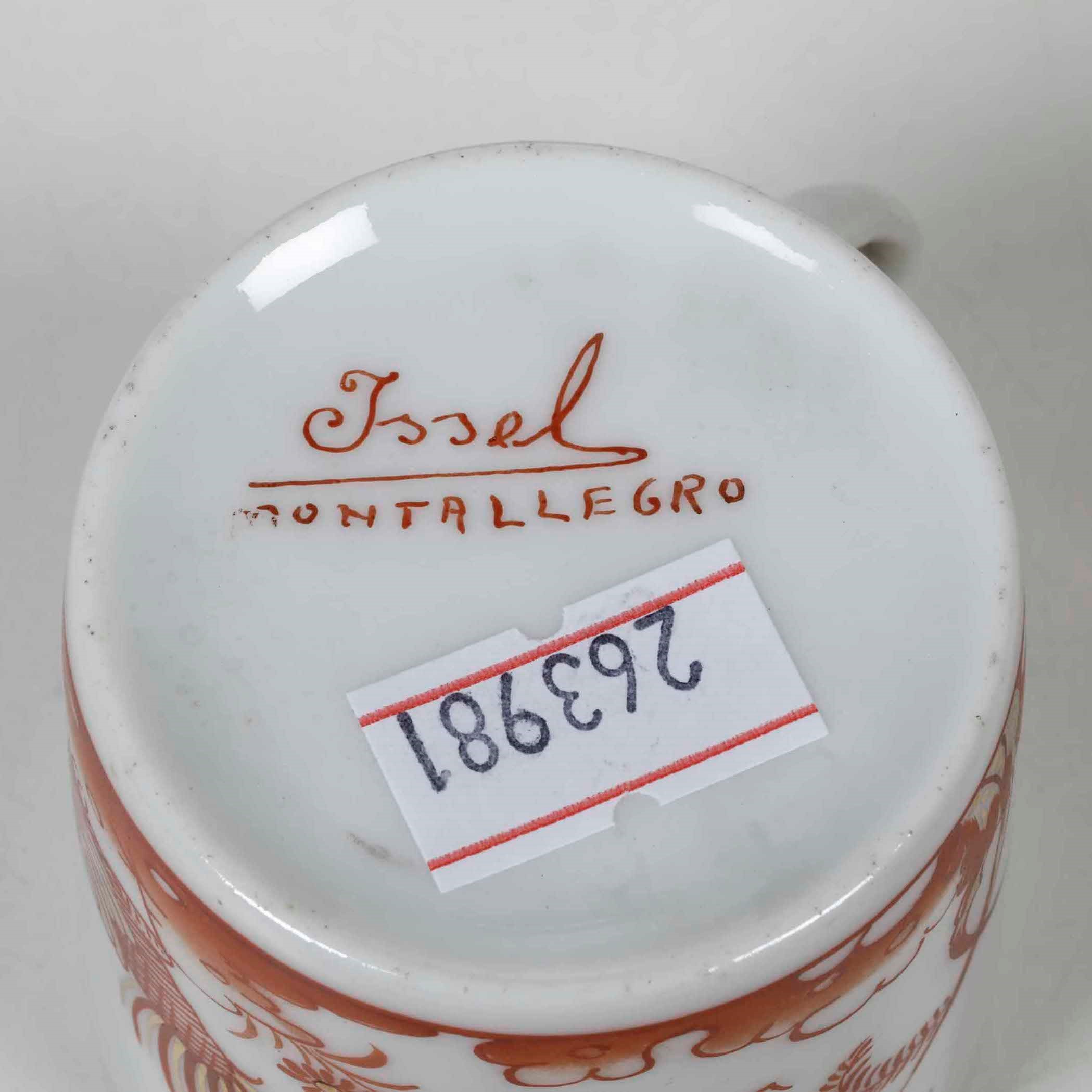 Sei Tazze da Caffè con Piattino "a Galli Rossi".issel, Montallegro, XX Secolo.
