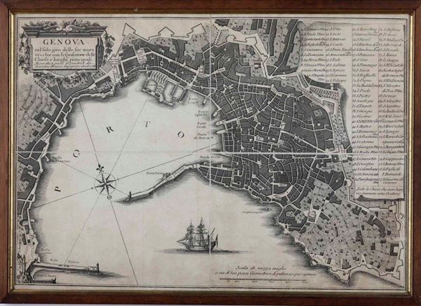 Mappa della città di Genova, divisa in quattro parti. Giacomo Brusco ingegnere 1766