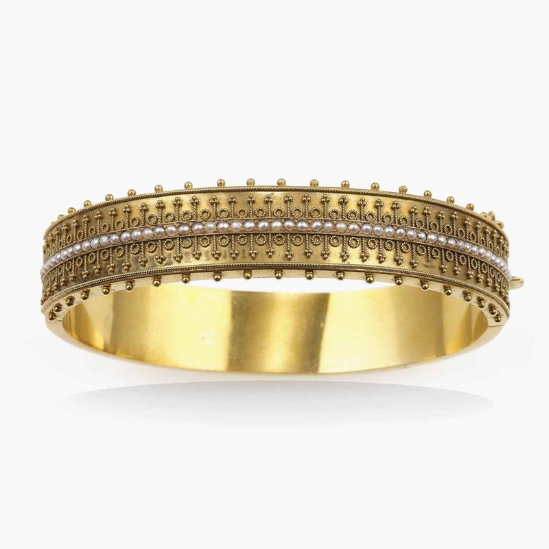 Pearl and gold bangle  - Auction Fine Jewels - Cambi Casa d'Aste