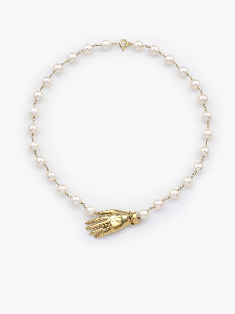 Girocollo "mano" con perle  - Auction Jewels - Cambi Casa d'Aste