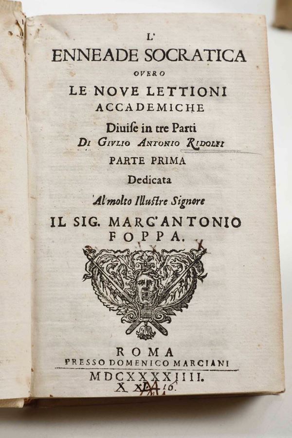 Giulio Antonio Ridolfi - L’Enneade Socratica overo Le Nove Lettioni Accademiche, Roma, Presso Domenico Marciani, 1644