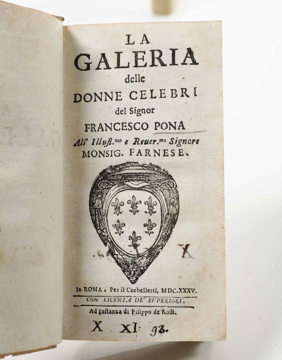 Francesco Pona - La Galleria delle Donne Celebri, in Roma, per il Corbelletti, 1635