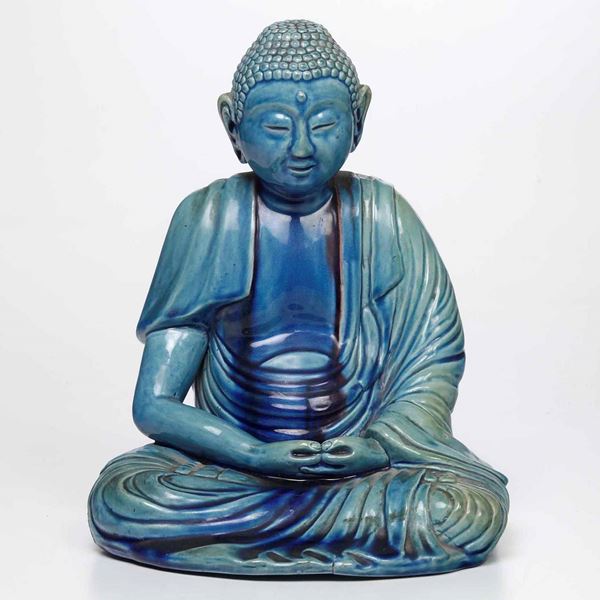 An enamelled terracotta Buddha Amitayus, China, 1800s