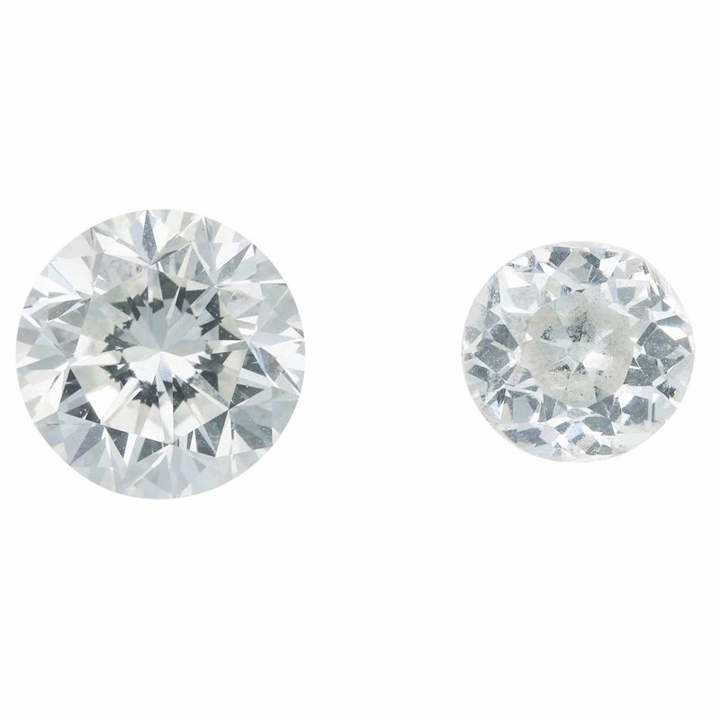 Brilliant-cut diamond weighing 1.12 carats and old-cut diamond weighing 0.62 carats  - Auction Fine Jewels - Cambi Casa d'Aste