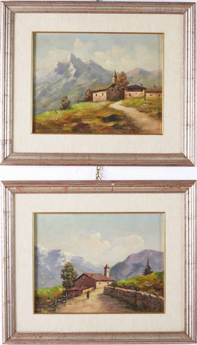 Coppia di dipinti raffiguranti paesaggi  - Asta Dipinti del XIX-XX secolo - Cambi Casa d'Aste