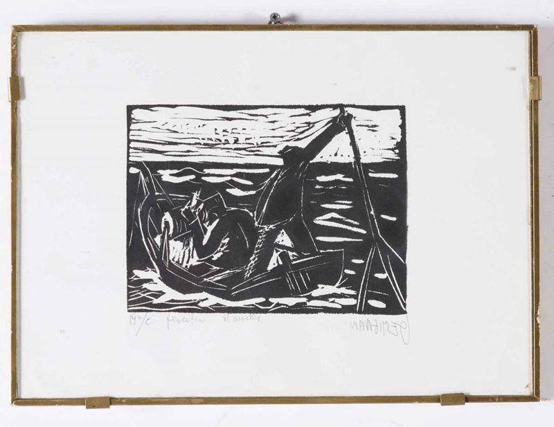 Stampa raffigurante pescatori  - Auction Antique January - Cambi Casa d'Aste