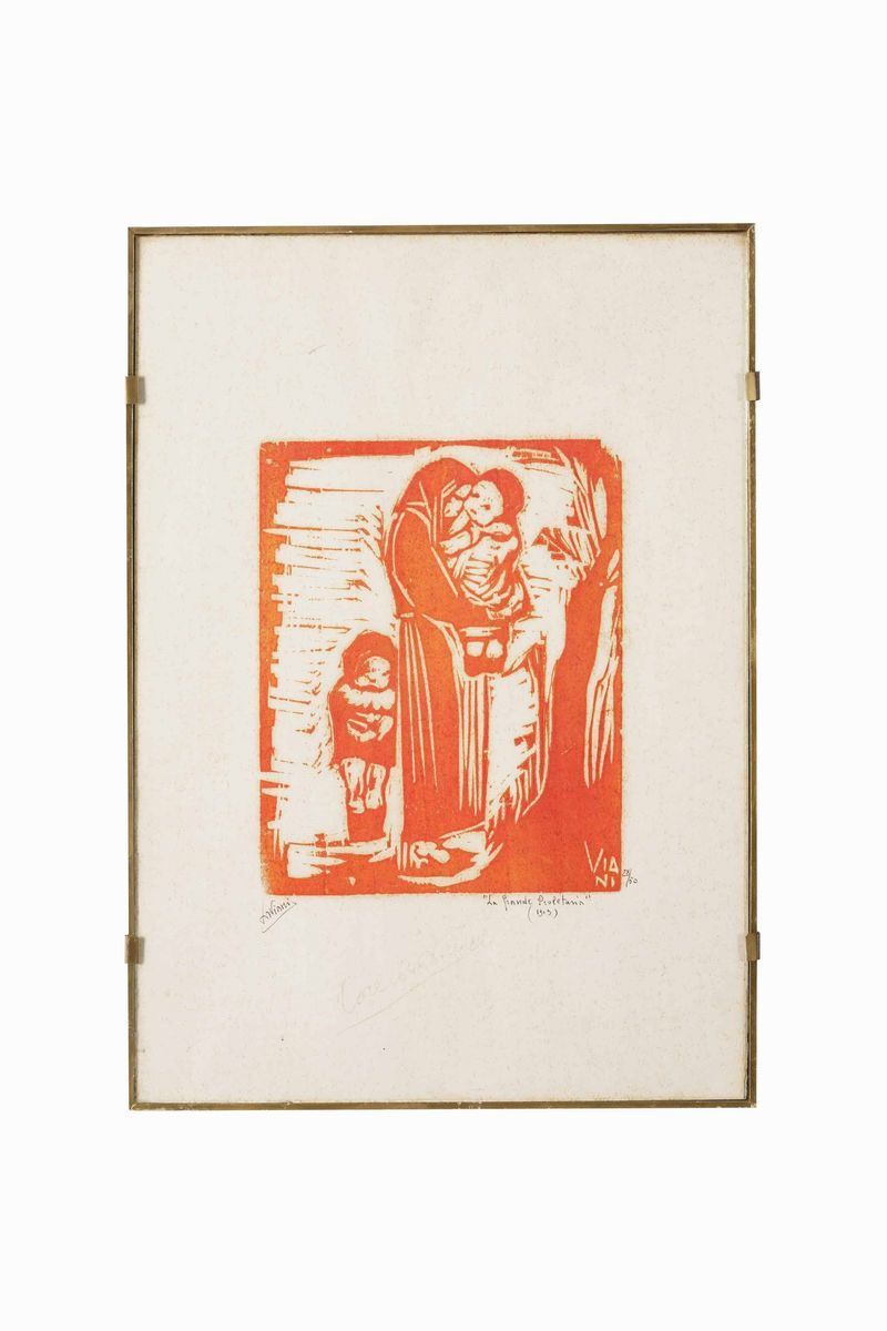 Stampa raffigurante madre con bambini  - Auction Antique January - Cambi Casa d'Aste