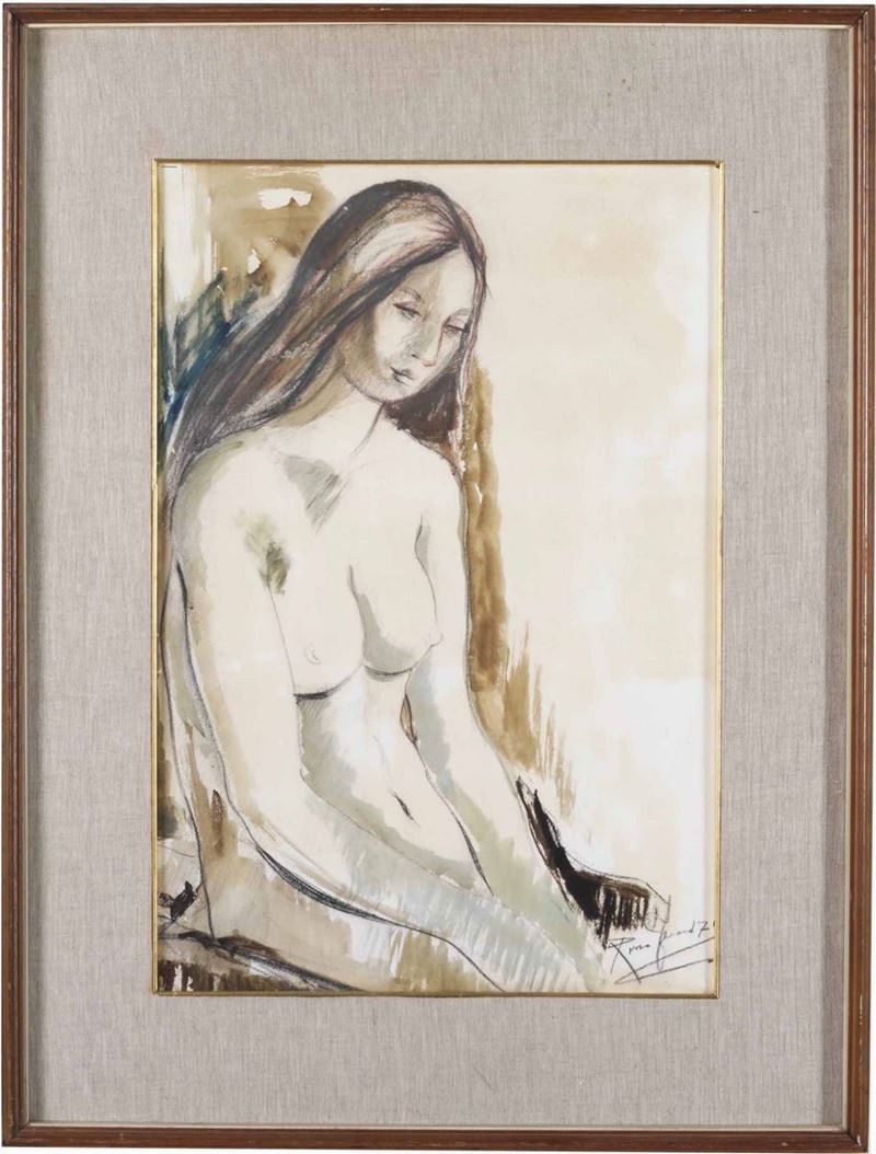 Dipinto raffigurante figura femminile, 1971  - Asta Dipinti del XIX-XX secolo - Cambi Casa d'Aste