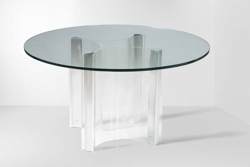 Tavolo con struttura in metallo e plexiglass.  - Auction Design Lab - Cambi Casa d'Aste
