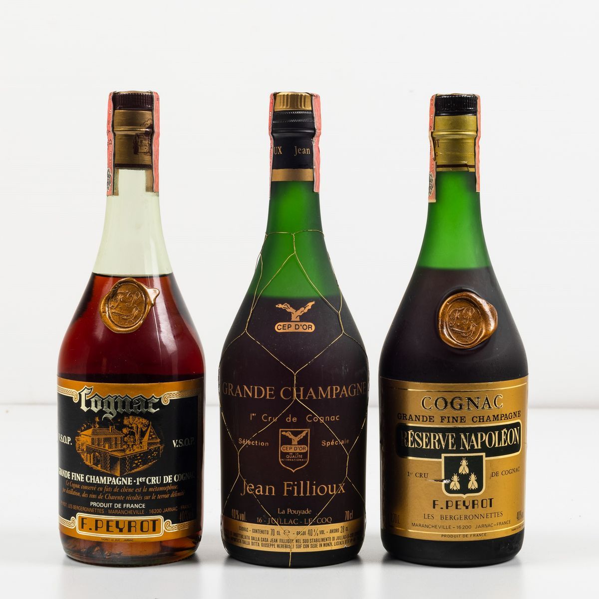 F. Peyrot, Grande Fine Champagne Premier Cru Cognac V.s.o.p.jean Fillioux, Grande Champagne Premi...