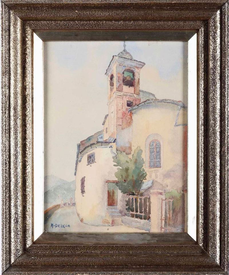A. De Luca Chiesa  - acquerello su carta - Asta Dipinti del XIX-XX secolo - Cambi Casa d'Aste
