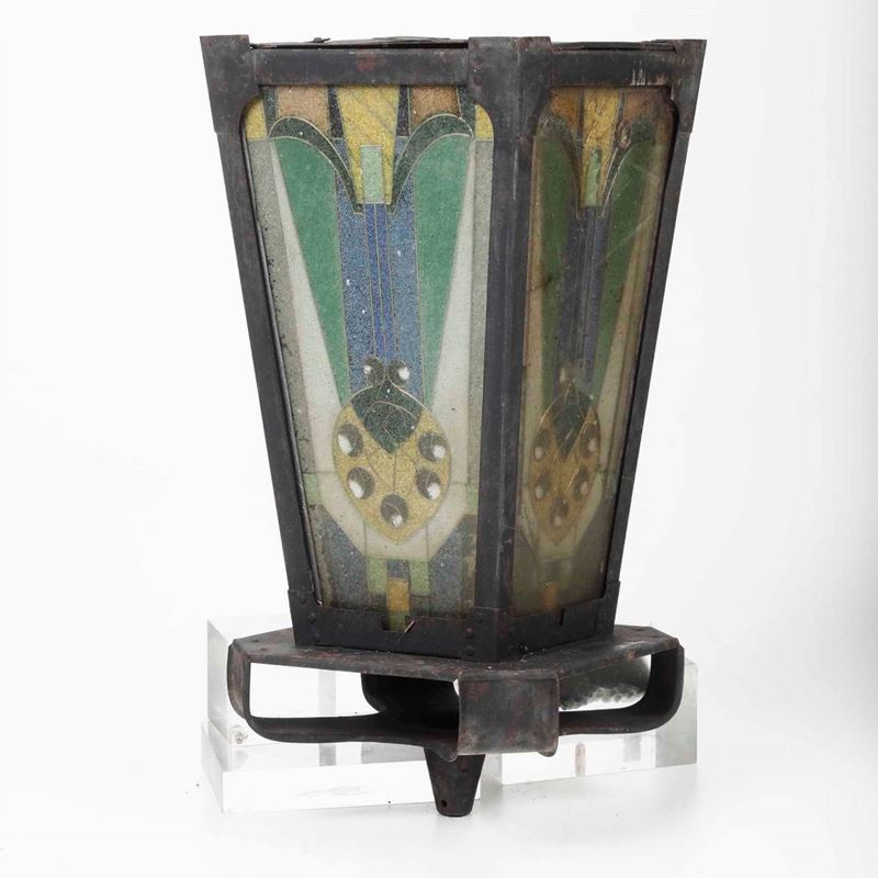 Lanterna in metallo e legno colorato  - Auction Antique January - Cambi Casa d'Aste