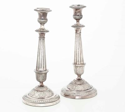 Coppia di Candelieri in Argento, Roma XIX Secolo, Argentiere Angelo Giannotti (1824-1865)