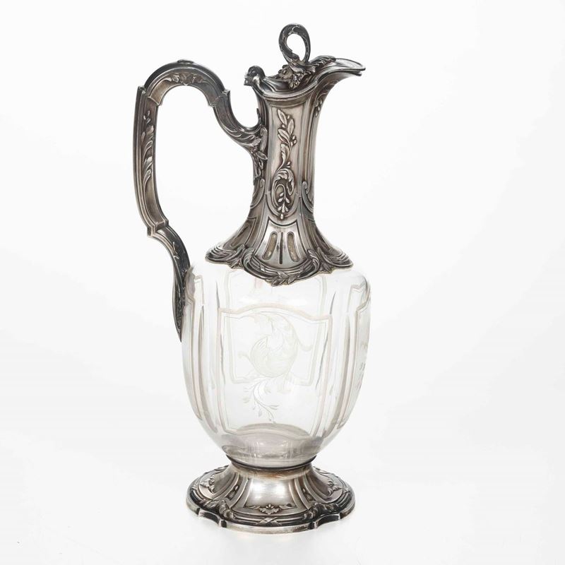 Brocca in argento e cristallo. Francia XIX-XX secolo  - Asta Argenti - Cambi Casa  [..]