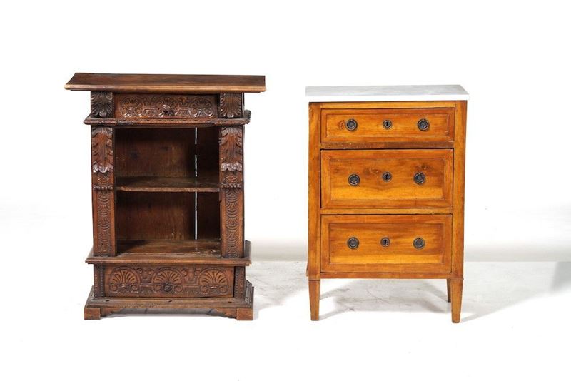 Lotto di due comodini in legno, XIX-XX secolo  - Auction Antique October | Cambi Time - Cambi Casa d'Aste