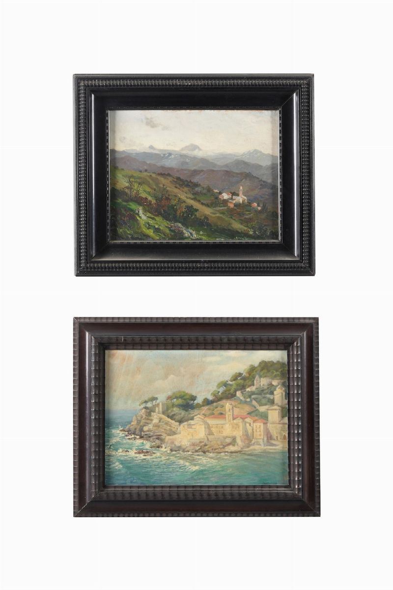 Lotto di due dipinti con paesaggi, XIX-XX secolo  - Asta Dipinti del XIX-XX secolo - Cambi Casa d'Aste