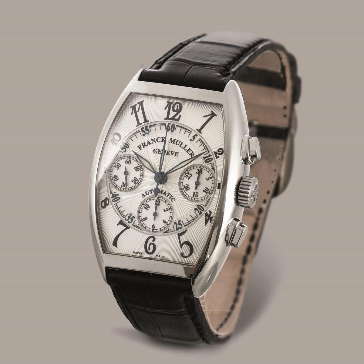 Franck Muller - Chrono Cintrée Curvex Ref 7850cc At in Acciaio Tre Contatori, Quadrante Argentè, ...