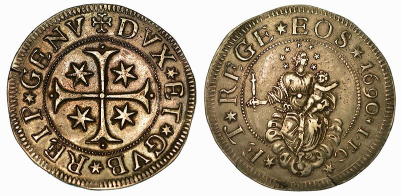 GENOVA. DOGI BIENNALI, 1528-1797. Mezzo scudo largo 1690.  - Auction Numismatics - Cambi Casa d'Aste