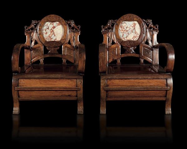 Two Huanghuali chairs, China, Qing Dynasty