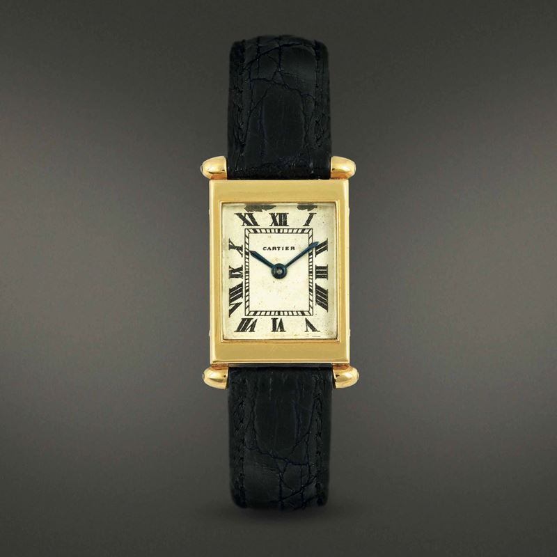 CARTIER - Tank Obus Duoplan in oro giallo 18 kt, carica manuale