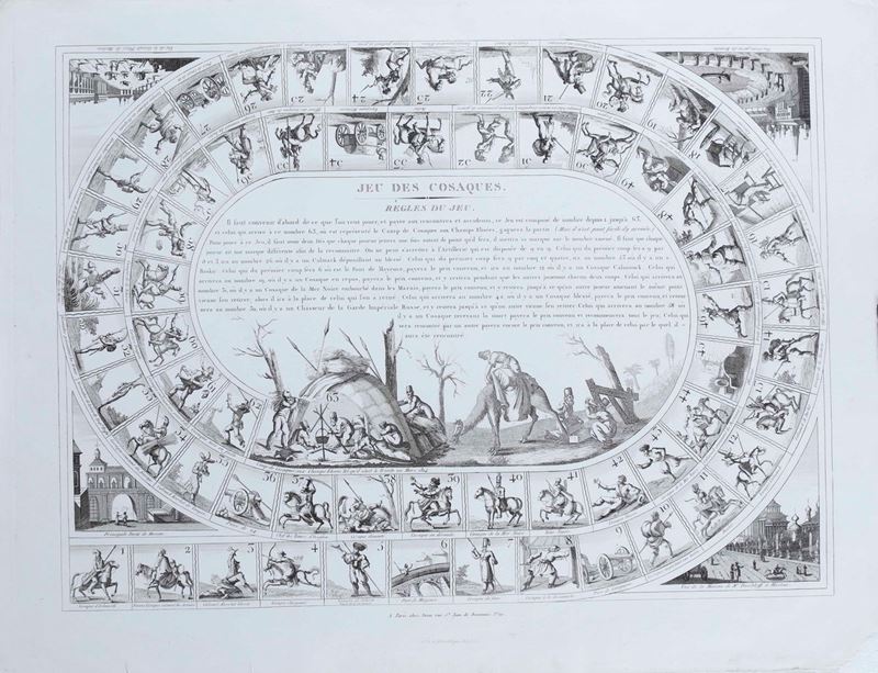 Giochi da tavola Jeu des Cosaques, à Paris chez Jean (dopo il 1814).  - Asta Libri Antichi e Rari. Incisioni - Cambi Casa d'Aste