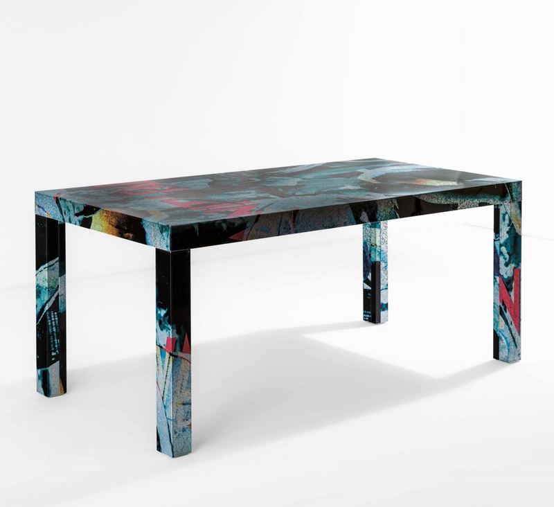 Mimmo Rotella : Tavolo della serie Decollage Collection  - Asta Design 200 - Cambi Casa d'Aste