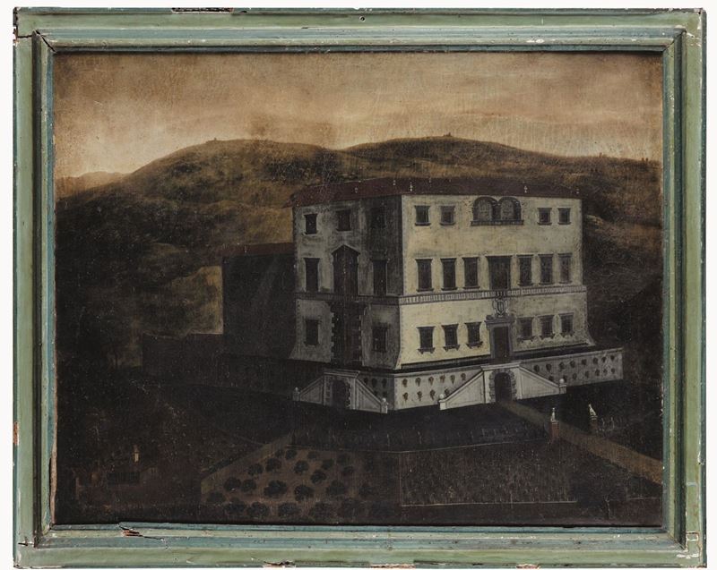 Scuola del XVIII secolo Veduta con villa  - olio su tela - Asta Dimore Italiane - Cambi Casa d'Aste