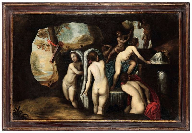 Scuola del XVII secolo Diana e Atteone  - olio su tela - Asta Dimore Italiane - Cambi Casa d'Aste