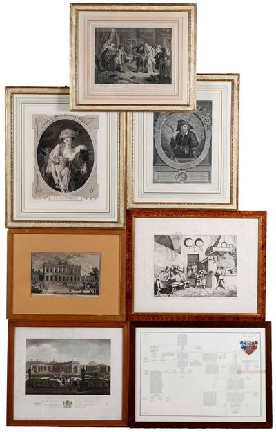 Miscellanea di sette stampe decorative, XIX secolo