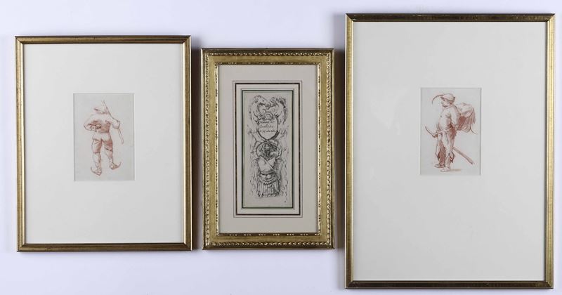Tre disegni su carta, XVIII-XIX secolo  - Auction Italian Mansions - Cambi Casa d'Aste