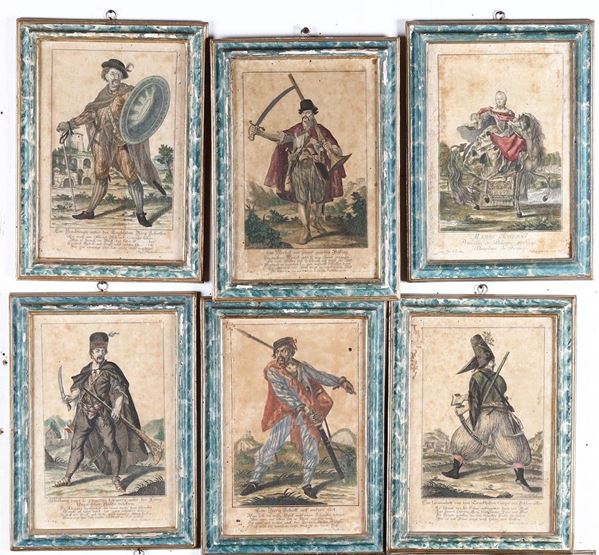 Martin Engelbrecht (1684-1756) Serie di 29 incisioni in coloritura, prima metà secolo XVIII