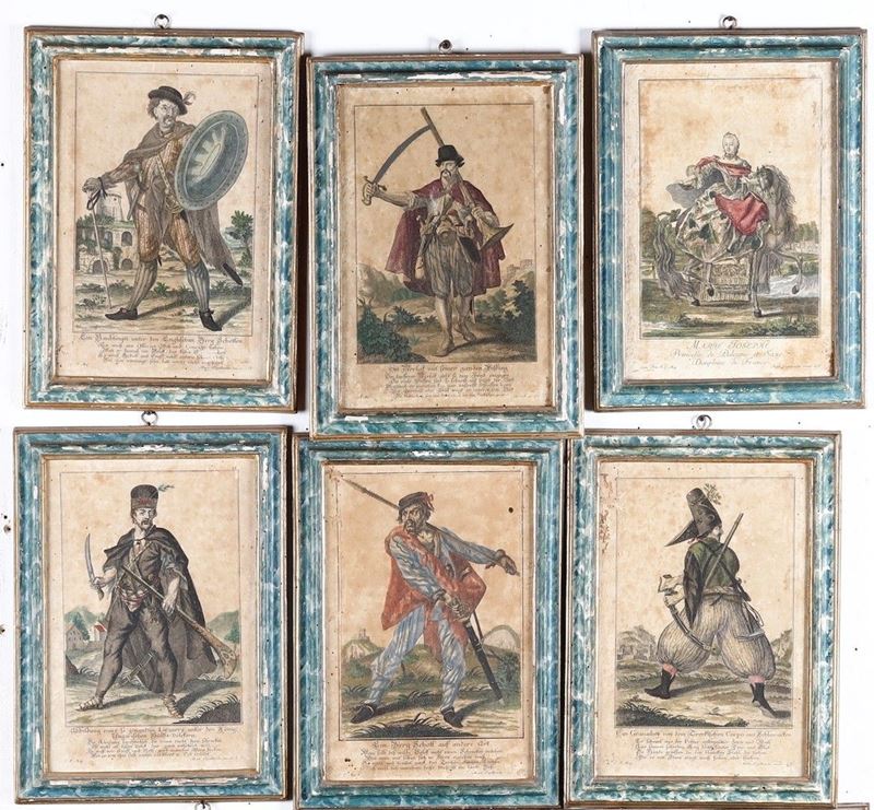 Martin Engelbrecht (1684-1756) Serie di 29 incisioni in coloritura, prima metà secolo XVIII  - Asta Libri Antichi e Rari. Incisioni - Cambi Casa d'Aste