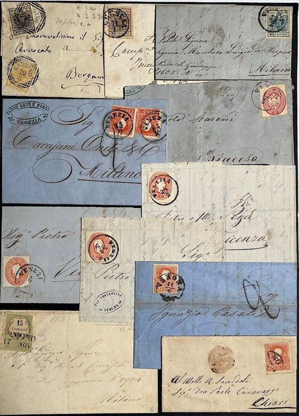 1850/1862, Lombardo Veneto, oltre 60 tra lettere e frammentoni.