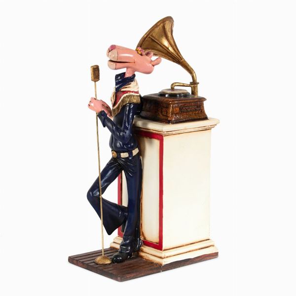 Pink Panther statuette with grammophone