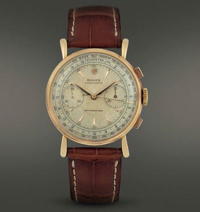 Rolex - Cronografo Due Contatori in Oro Rosa 18 Kt con Cassa Moneta, Anse a Goccia e Tasti Quadri...