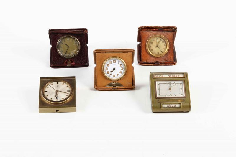 Cinque sveglie da tavolo, anni ‘40-50  - Auction Dimore italiane | Cambi Time - Cambi Casa d'Aste