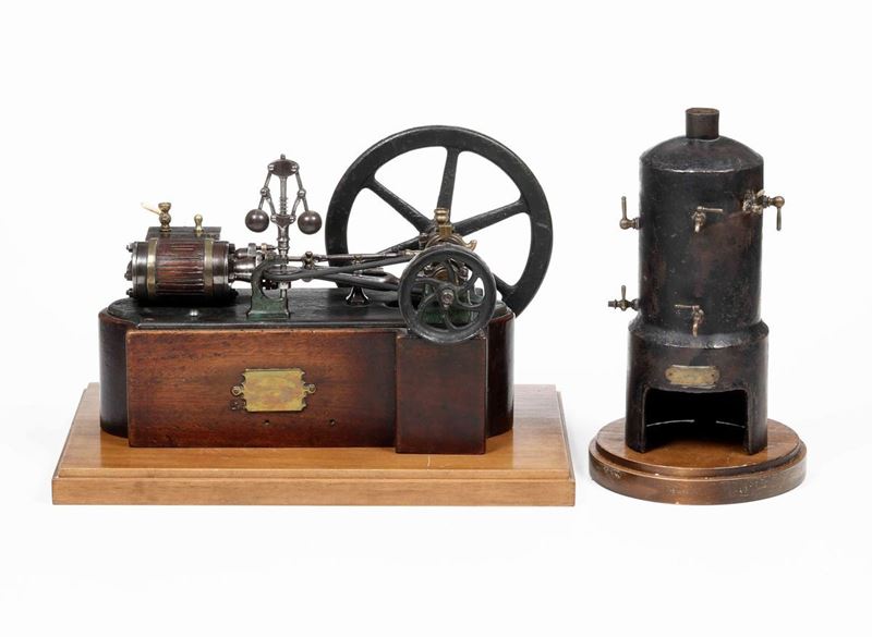 Motore a vapore con cilindro orizzontale. Modello dimostrativo del XIX secolo firmato Emil Janoat  - Asta Dimore italiane | Cambi Time - Cambi Casa d'Aste
