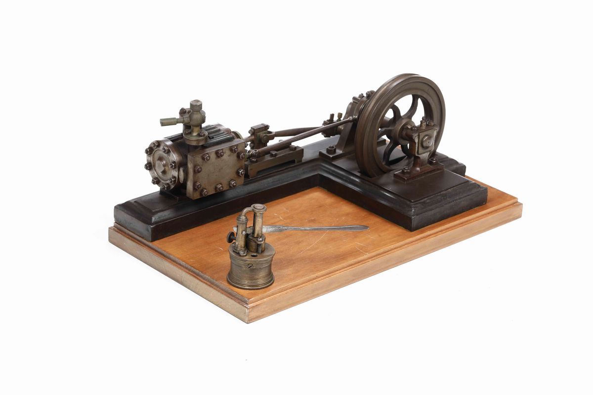 Modello di pompa a mano e motore a vapore dimostrativo, circa 1930
