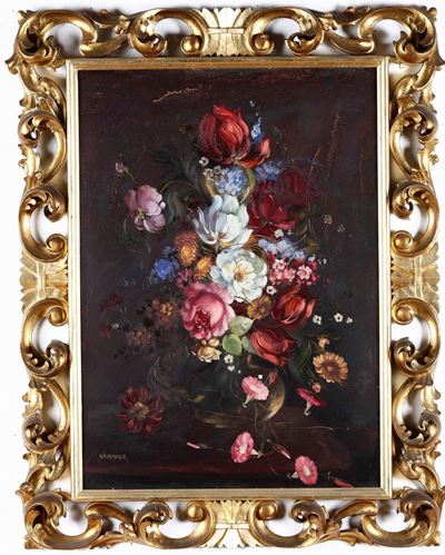 Vammhen Coppia di Nature Morte con Vasi di Fiori