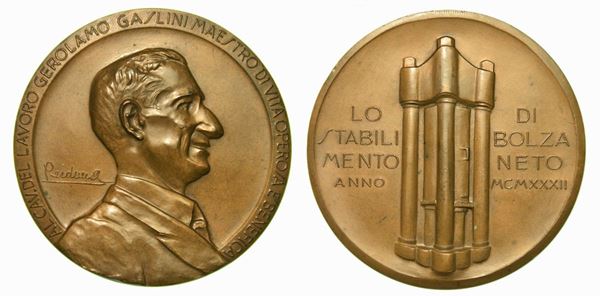 BOLZANETO. Lo Stabilimento di Bolzaneto a Gerolamo Gaslini. Medaglia in bronzo 1932.