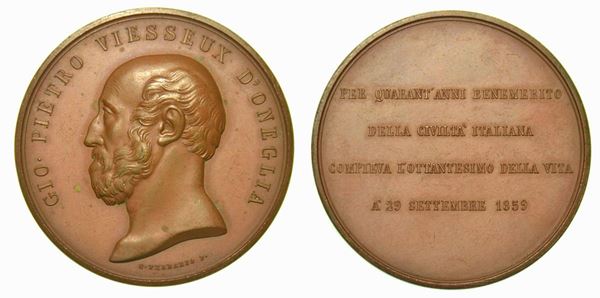 ONEGLIA. La Città a G. Pietro Viesseux per il suo ottantesimo compleanno. Medaglia in bronzo 1859.