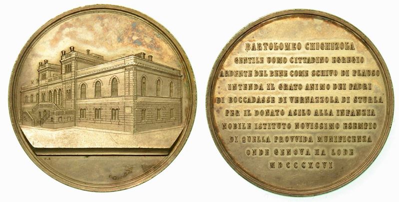 GENOVA. A Bartolomeo Chighizola. Medaglia in argento 1896.  - Auction Numismatics - Cambi Casa d'Aste