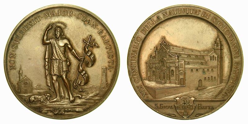 GENOVA. XIX centenario della natività di S. Giovanni Battista. Medaglia in bronzo.  - Auction Numismatics - Cambi Casa d'Aste