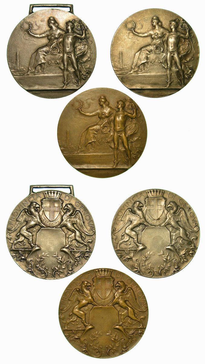 PROVINCIA DI GENOVA. Lotto di tre medaglie.  - Auction Numismatics - Cambi Casa d'Aste